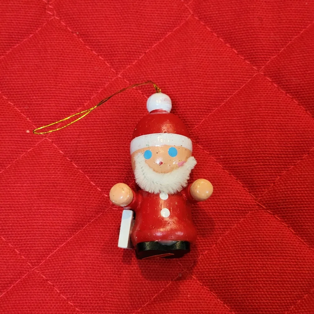 Festive Wooden Santa Claus Ornament